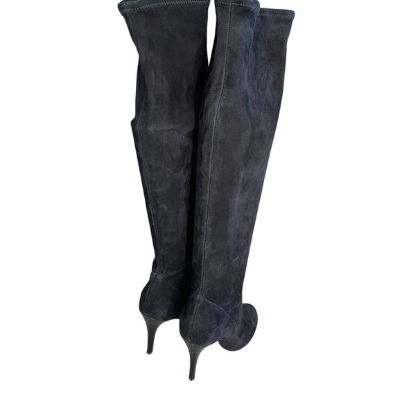 Cole Haan Spike Heel Knee High Sock Boots Sz 7.5 Black Stretch Suede Nike Air - Picture 6 of 12